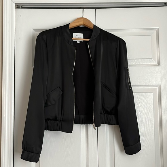 Maison d’Amelie black satin bomber jacket - Picture 1 of 7